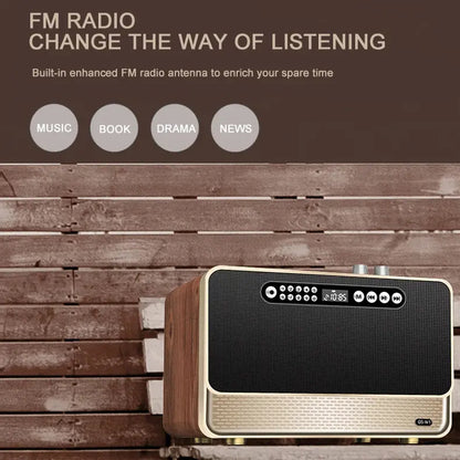 Wood Radio With Built-In 30W Speakers With Dual Speakers and Bass Support