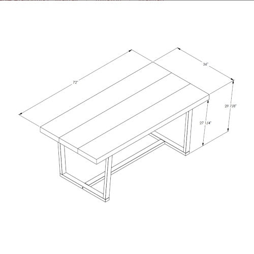 Contemporary Mahogany Solid Wood & Metal Dining Table - -
