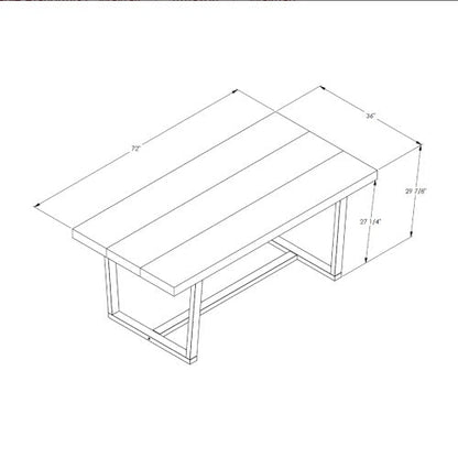 Contemporary Mahogany Solid Wood & Metal Dining Table - -