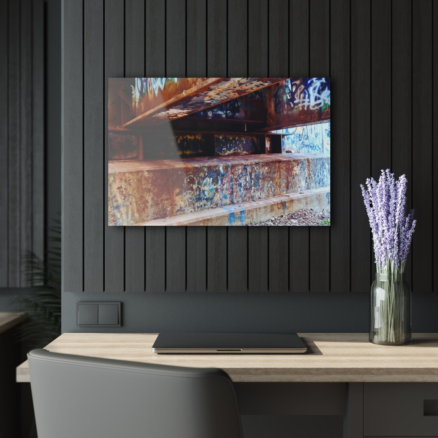Acrylic Print — Urban Rust Graffiti Photograph French Cleat Hanging - 30″ x 20″ (Horizontal) 0.25'' - Home Decor