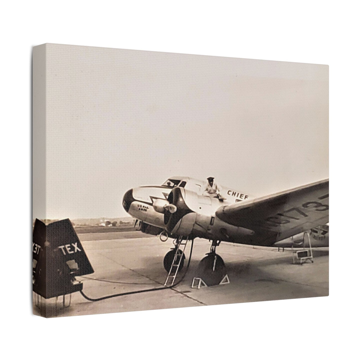 Refueling Mid-Contintent Chief Line Omaha Airport 1939 Satin Canvas, Stretched