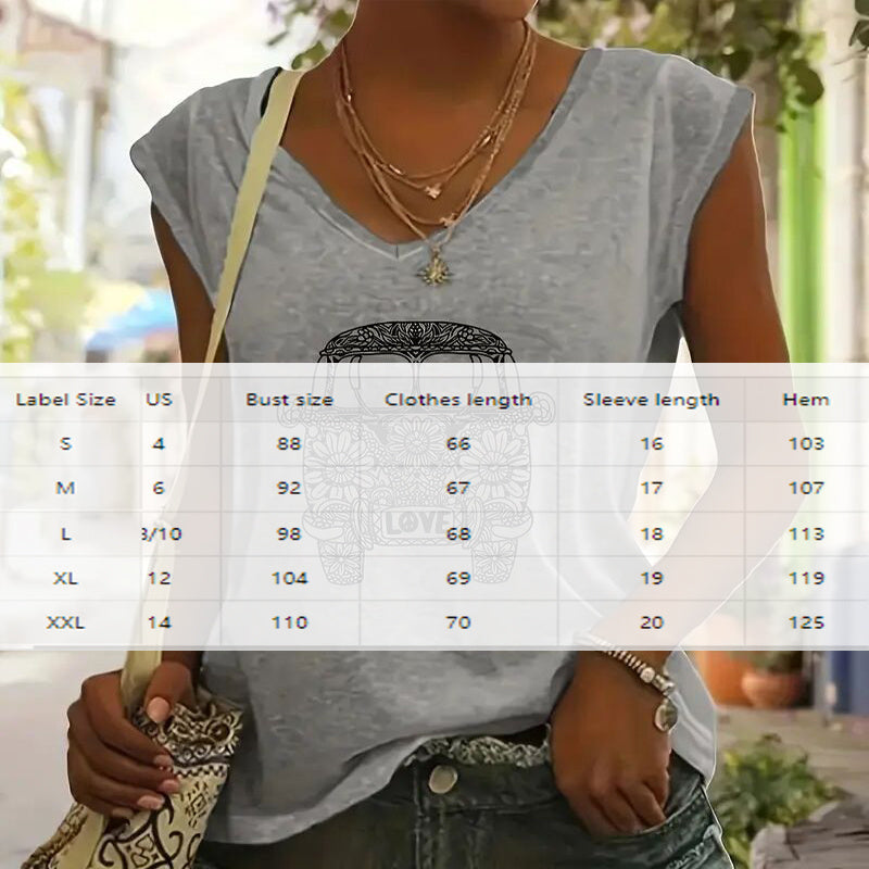 Women's V-Neck Short Sleeve T-Shirt - - casualwear