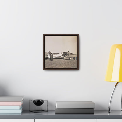 Army Pursuit Plane Ames Airport 1939 Gallery Canvas Wraps Square Frame 10″ x 10″ 1.25" Walnut