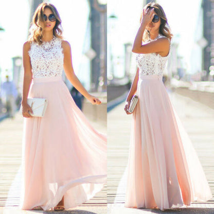 Sleeveless Lace Party Dress - - dress