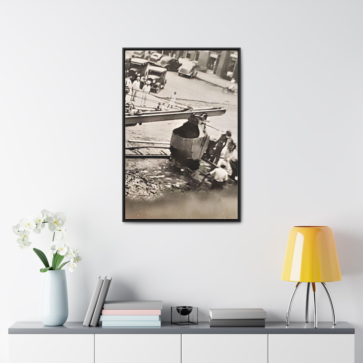 Concrete Worker Gallery Canvas Wraps, Vertical Frame