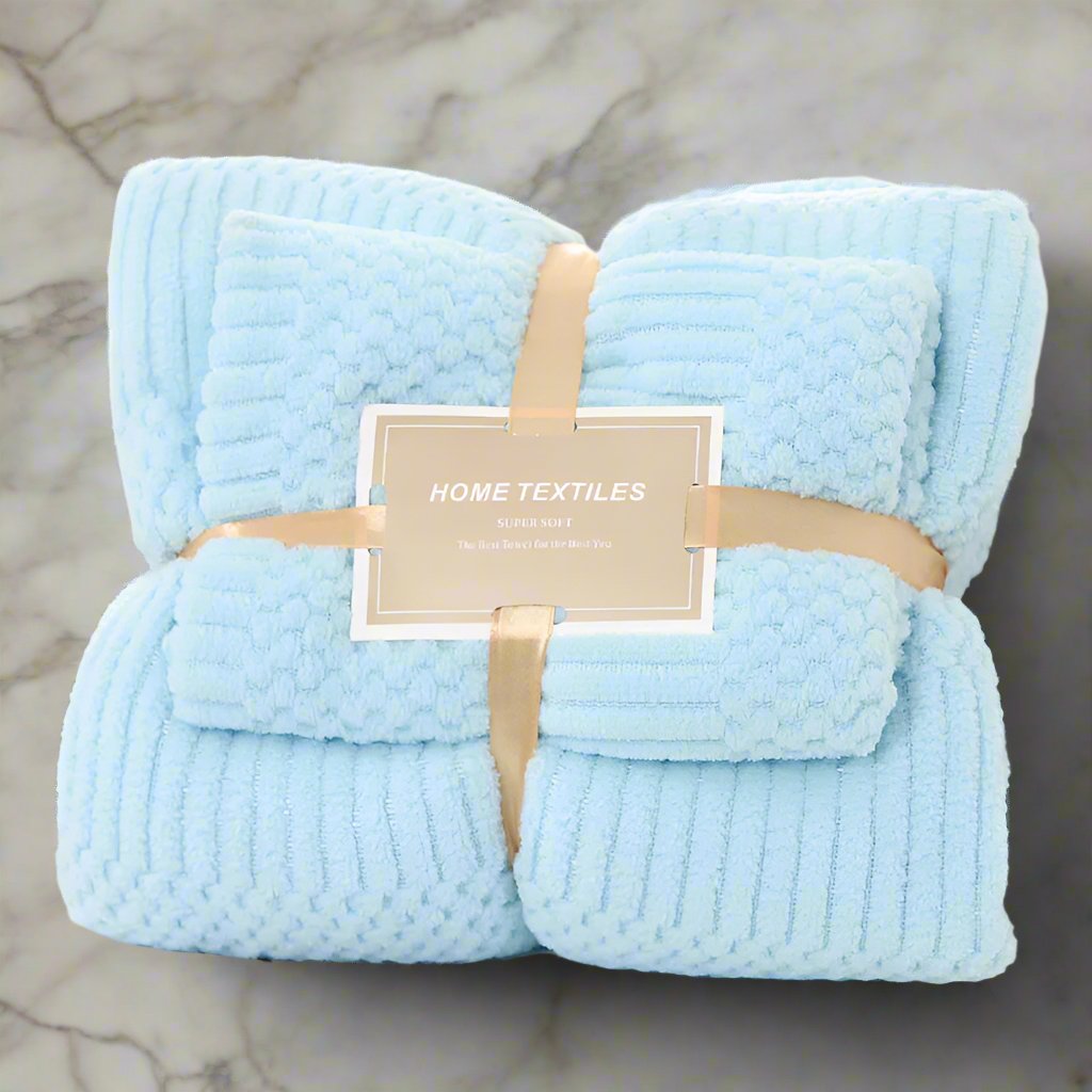 Cotton Fleece Thick 2 Pcs Bath Towel Set Beauty Towel Set Super Soft Absorbent