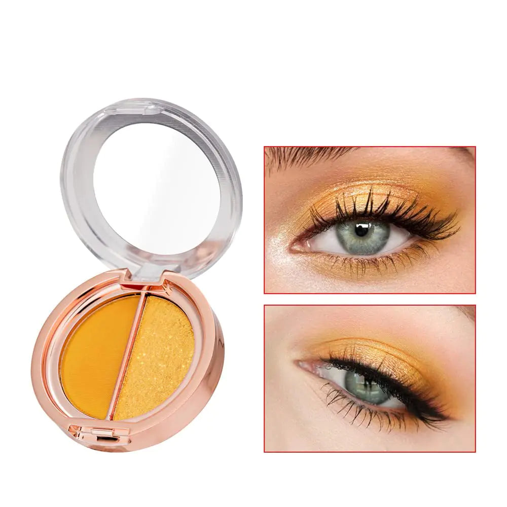 Timipoo Double color eye shadow high pigment eye makeup palette matte shimmer metal eye shadow powder waterproof and durable color eye shadow (07#Sunrise yellow) - -