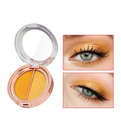 Timipoo Double color eye shadow high pigment eye makeup palette matte shimmer metal eye shadow powder waterproof and durable color eye shadow (07#Sunrise yellow) - -