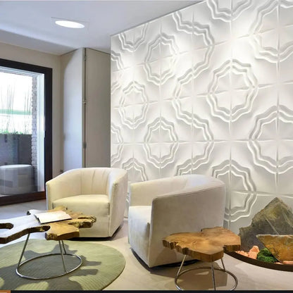 Wall Panel (12 PC SET) - Modern Contemporary Decorative 3D Wall Paneling White