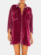 Collared Neck Button Down Long Sleeve Shirt - Deep Purple -