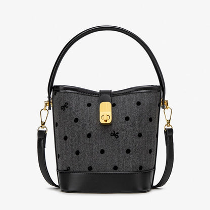 Fashion casual bucket bag, simple handbag, small tote bag, versatile commuter shoulder Crossbody bag - -