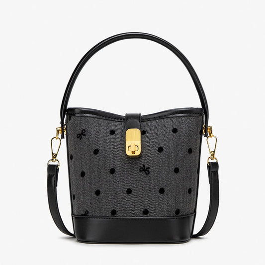 Fashion casual bucket bag, simple handbag, small tote bag, versatile commuter shoulder Crossbody bag - -
