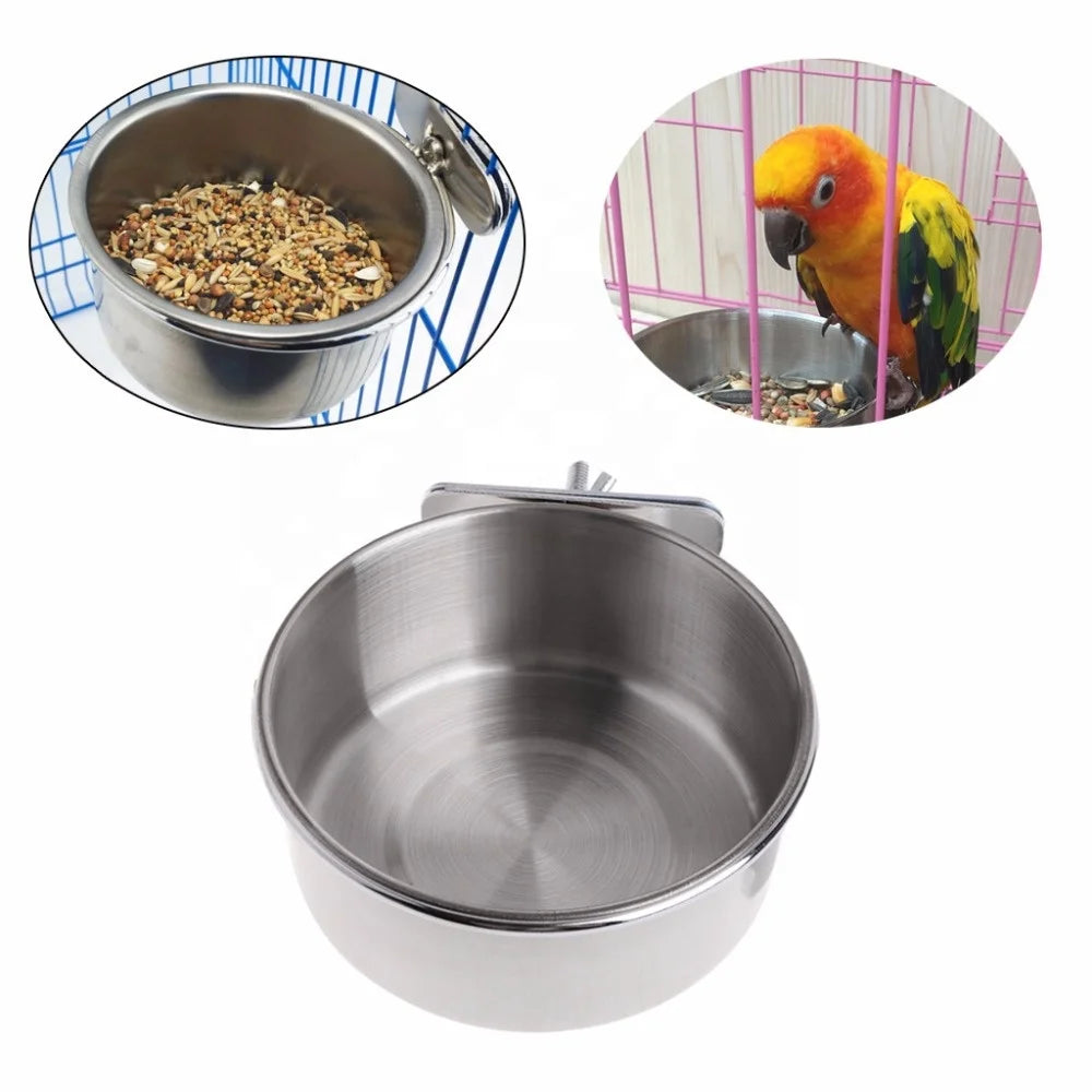 Stainless Steel Birds Bowl Removable Pets Water Cup Food Bowl