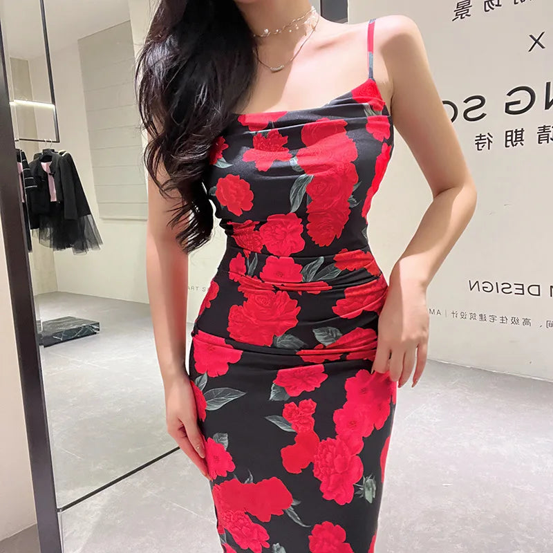 Fashion Floral Print Dress Maxi Dress