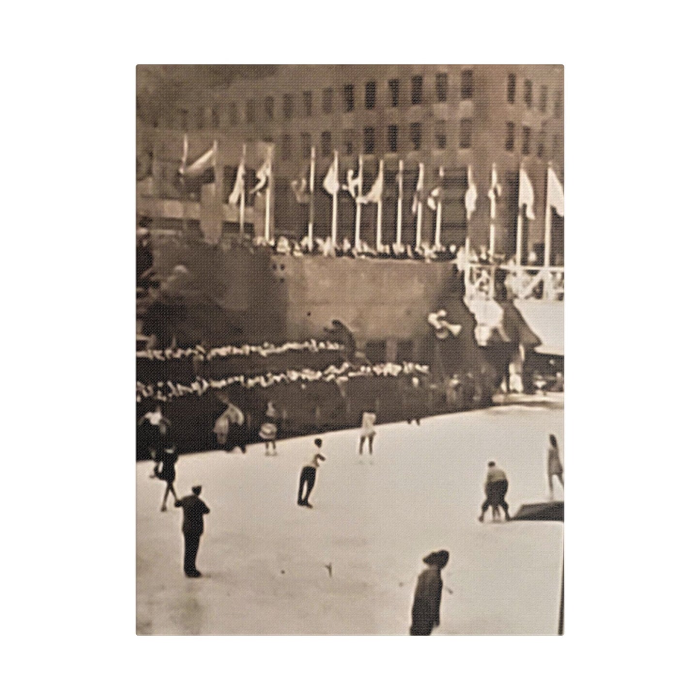 Rockefeller Plaza Easter 1945 Satin Canvas, Stretched