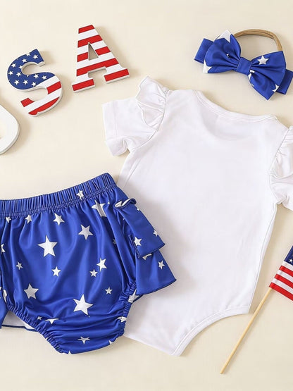 Children's My First 4th of July Bodysuit & Skort & Headband Set - -