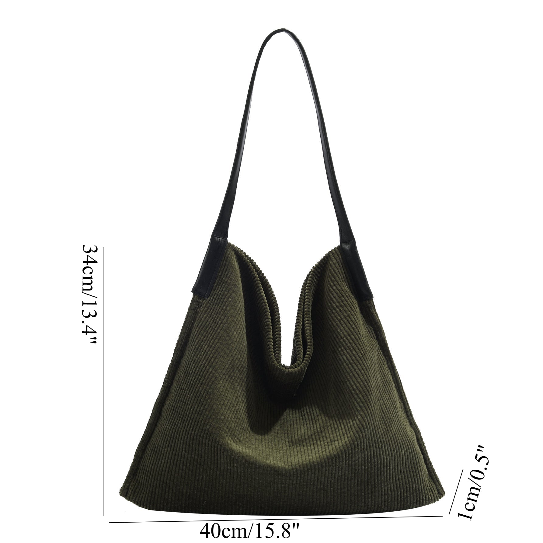 Corduroy large capacity hobo bag, tote bag women, casual commuting shoulder bag large, - -