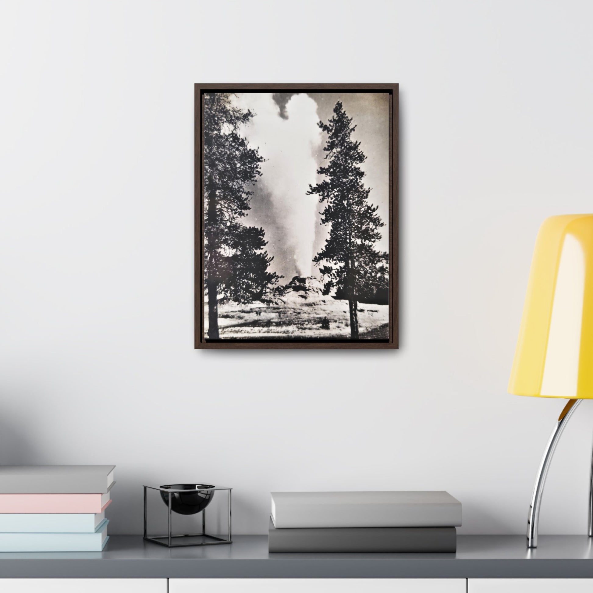 Castle Geyser Yellowstone Gallery Canvas Wraps Vertical Frame - 12″ x 16″ Premium Gallery Wraps (1.25″) Walnut - Canvas