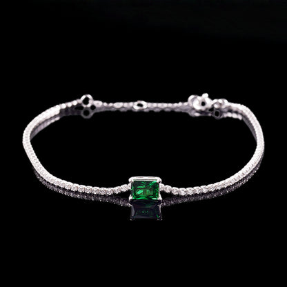 Gold Plated Crystal Stone Bracelet Zambia Emeralds Bracelets 925 Silver Jewelry