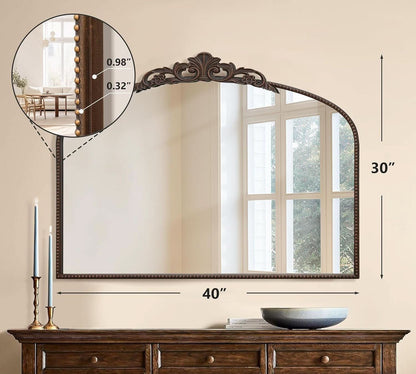 Bronze Vintage Baroque Mirror 40 By 30 Inch Arch Wall Mount - - Mirror