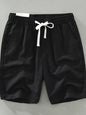Men's Plus Size Drawstring Pocketed Shorts - Black -