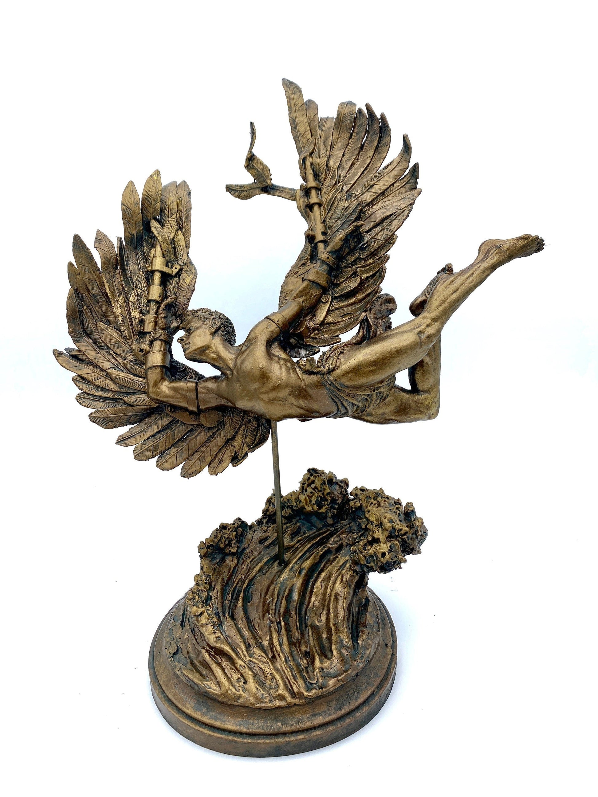 Flight of Icarus/ Fallen Angel Statue, Hand Painted Resin | Mythological Character Figurine | Myths and Legends Statue |Fantasy Art Decor - -