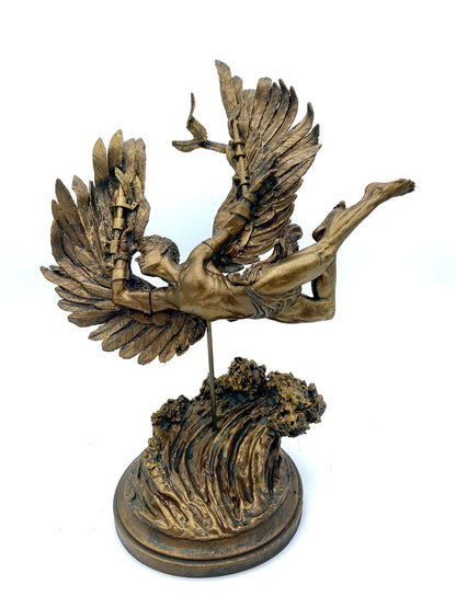 Flight of Icarus/ Fallen Angel Statue, Hand Painted Resin | Mythological Character Figurine | Myths and Legends Statue |Fantasy Art Decor - -