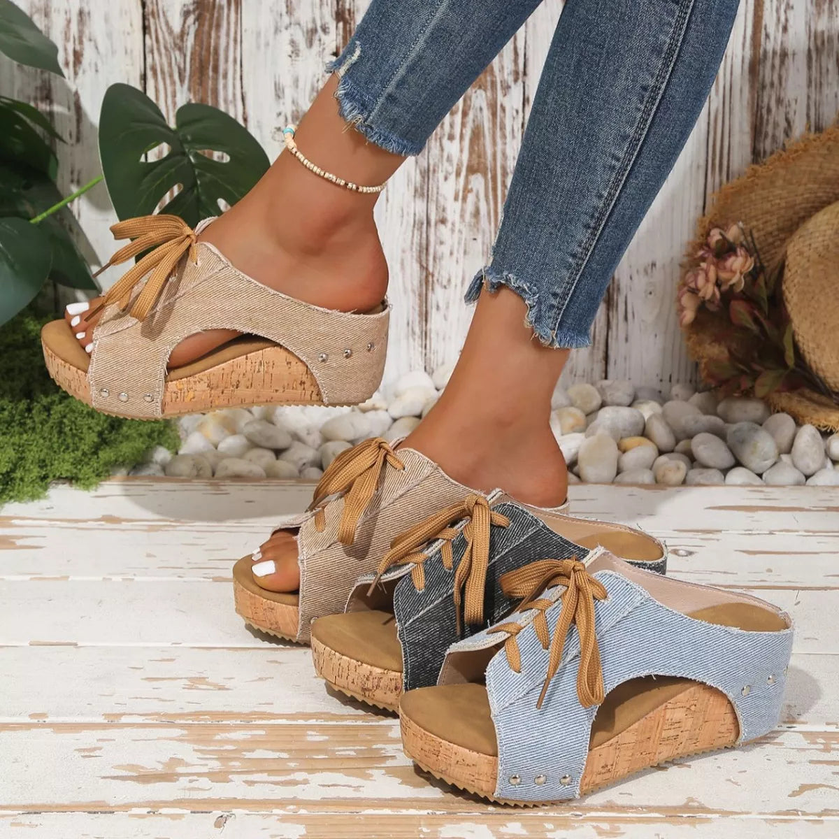 Lace Up Wedge Sandals- Shopimist- {{Product type}}
