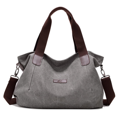Versatile Canvas Womens Shoulder Tote Bag - Purple Coffee - handbag