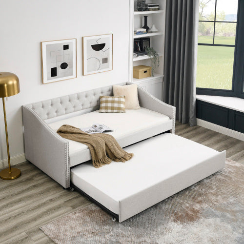 The Double Sofa Bed Has A Double Roller Upholstered Tufted Sofa Bed - - sofa bed