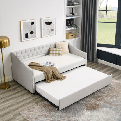 The Double Sofa Bed Has A Double Roller Upholstered Tufted Sofa Bed - - sofa bed