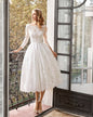 Long Sleeve Slim-fit Wedding Dress with Lace Skirt - White XL - dress
