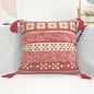 Colorful Tassel Tufted Throw Pillow Cover Geometric Pattern Pillowcase white red