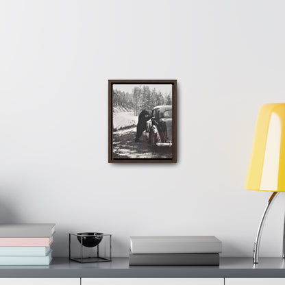 Yellowstone Bear Car Gallery Canvas Wraps Vertical Frame 8″ x 10″ Premium Gallery Wraps (1.25″) Walnut