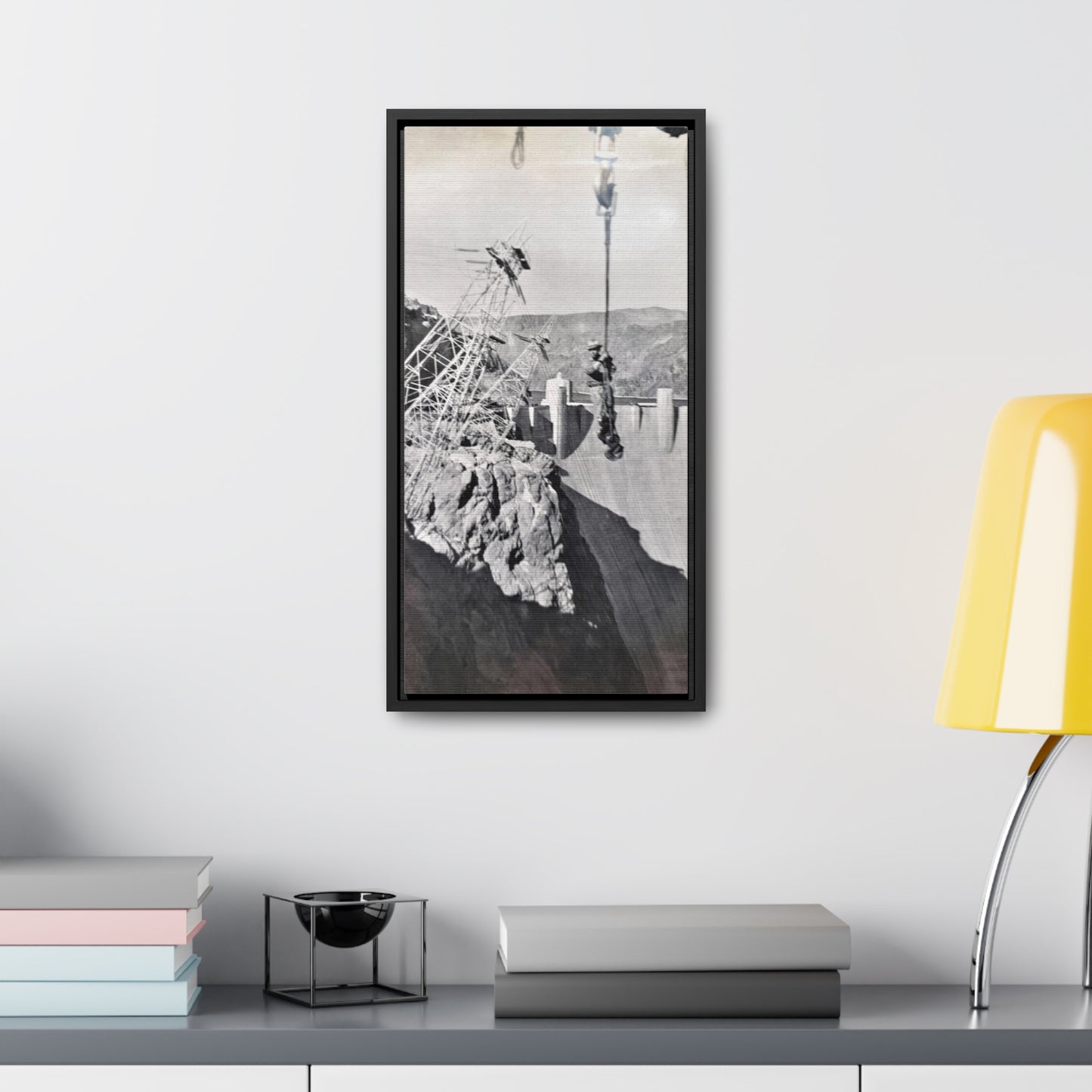 Suspended Boulder Dam Worker Gallery Canvas Wraps, Vertical Frame