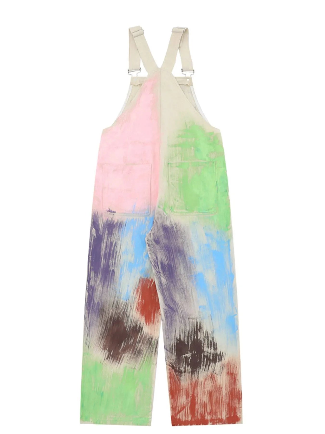 Colorful Wide Leg Overalls - -