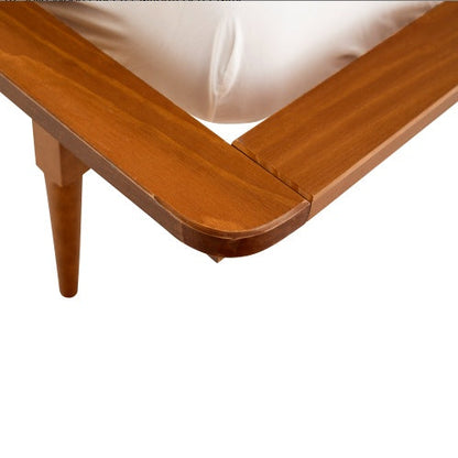 Mid-Century Modern Solid Wood Queen Platform Bed Frame With Spindle Headboard - Caramel - - bed frame