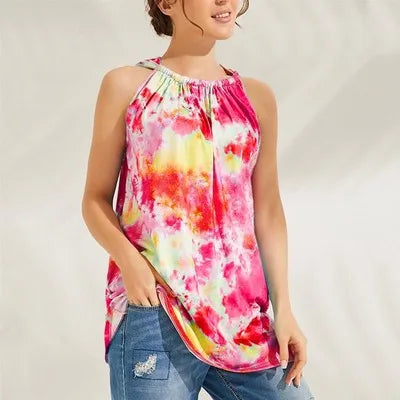 Oversized Gradient Print Women Top Beach Tshirt Loose Casual Tops