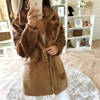 Winter Casual Long Faux Fur Coat