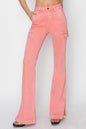 RISEN Pink Side Slit Cargo Bootcut Jeans - Flamingo - jeans