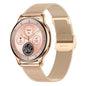 Smart Watch Ladies AMOLED Screen BT Call 300mAh Gold-steel strap