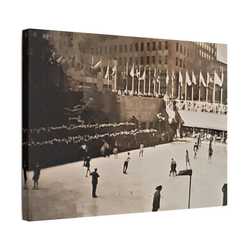 Rockefeller Plaza Easter 1945 Satin Canvas Stretched