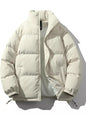 Men's Full Size Padded Zip Up Puffer Jacket Plus Size - Beige -