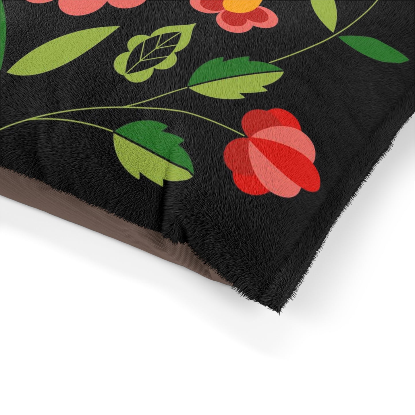 Black and Red Floral Pet Bed