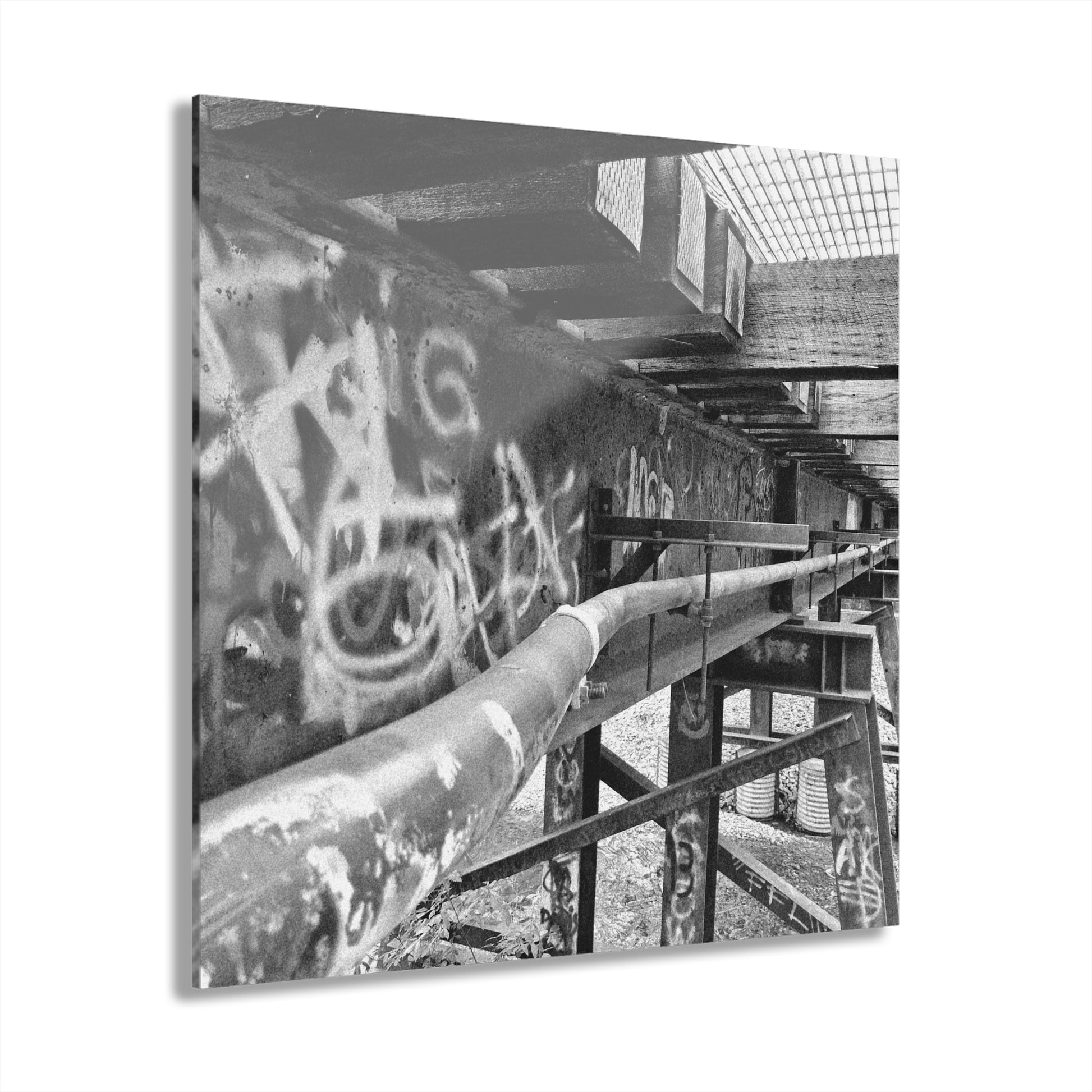 Black & White Urban Graffiti Acrylic Print — Industrial Alley Wall Art French Cleat - - Home Decor