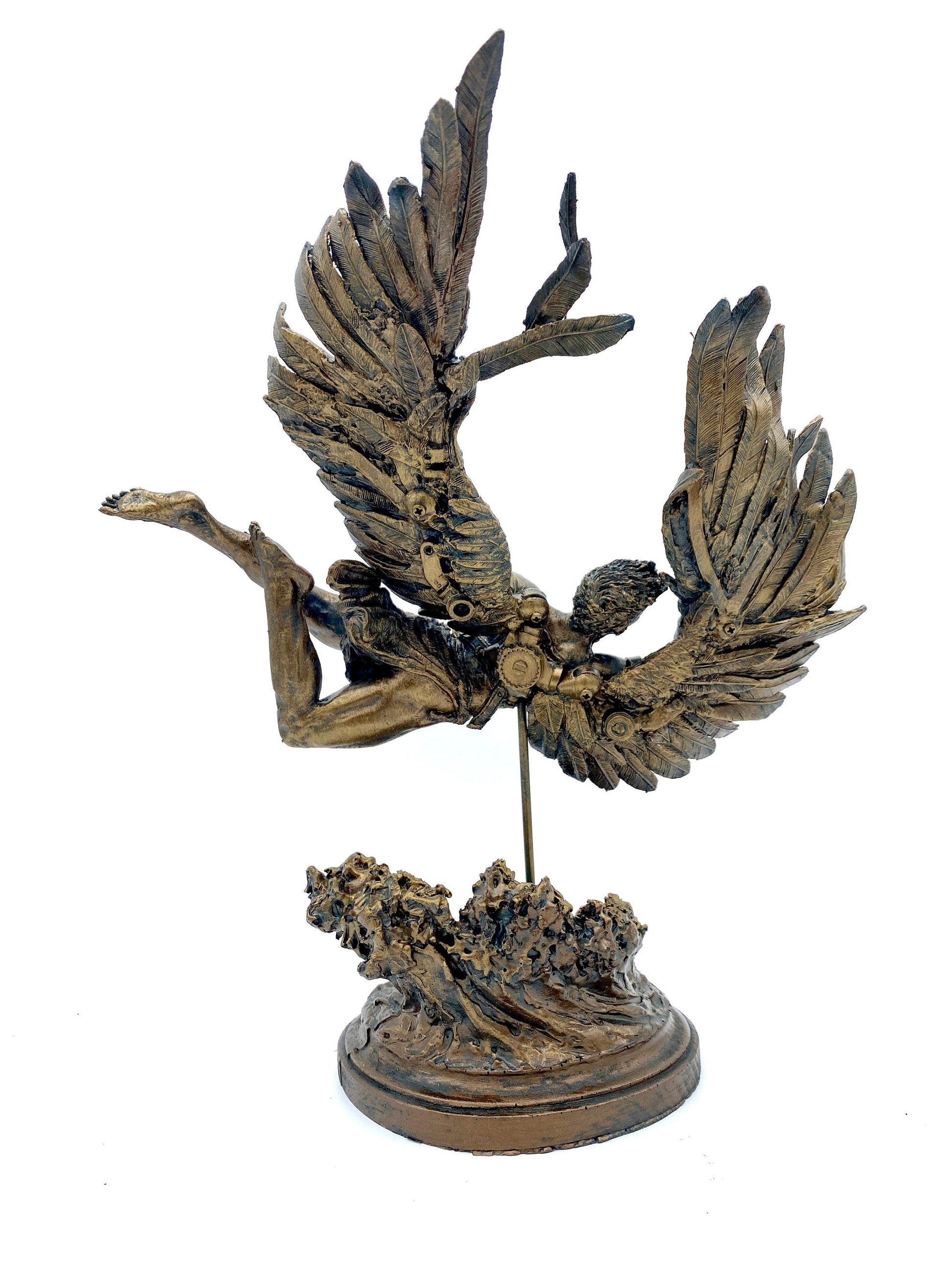 Flight of Icarus/ Fallen Angel Statue, Hand Painted Resin | Mythological Character Figurine | Myths and Legends Statue |Fantasy Art Decor - -