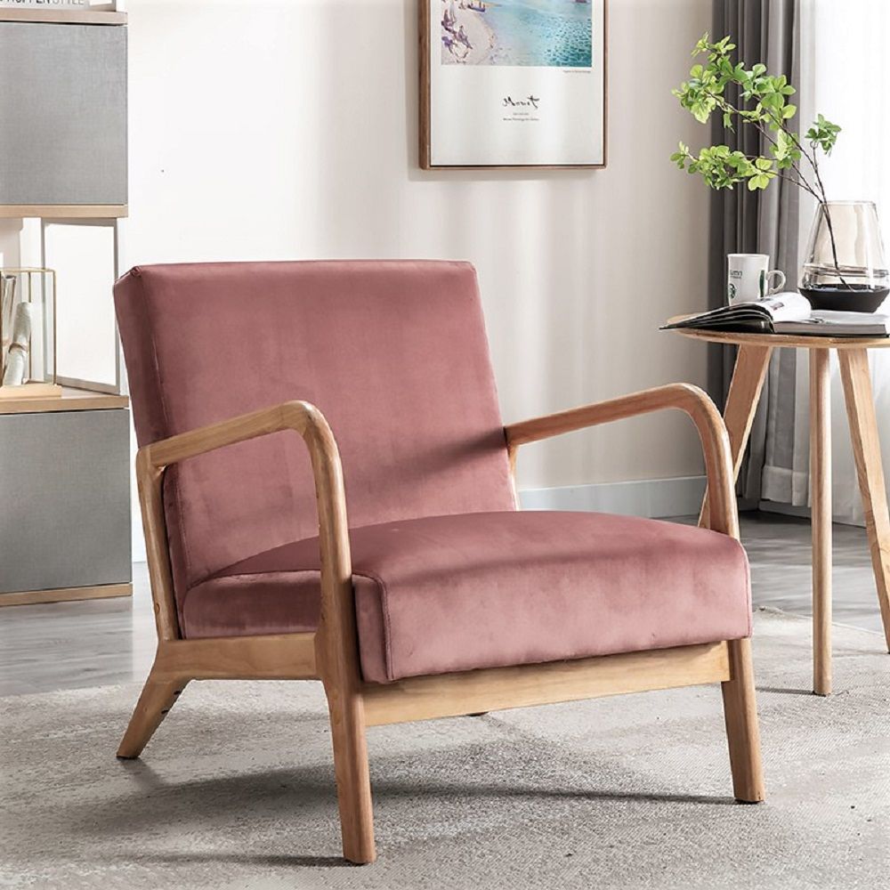 Classic Mid-Century Modern Accent Chairs, Open Framed Armchair With Cushioning- Unique Piece Furniture- {{Product type}}