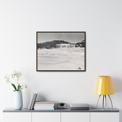 Mammoth Hot Springs Yellowstone Gallery Canvas Wraps Horizontal Frame 30″ x 24″ Walnut Premium Gallery Wraps (1.25″)
