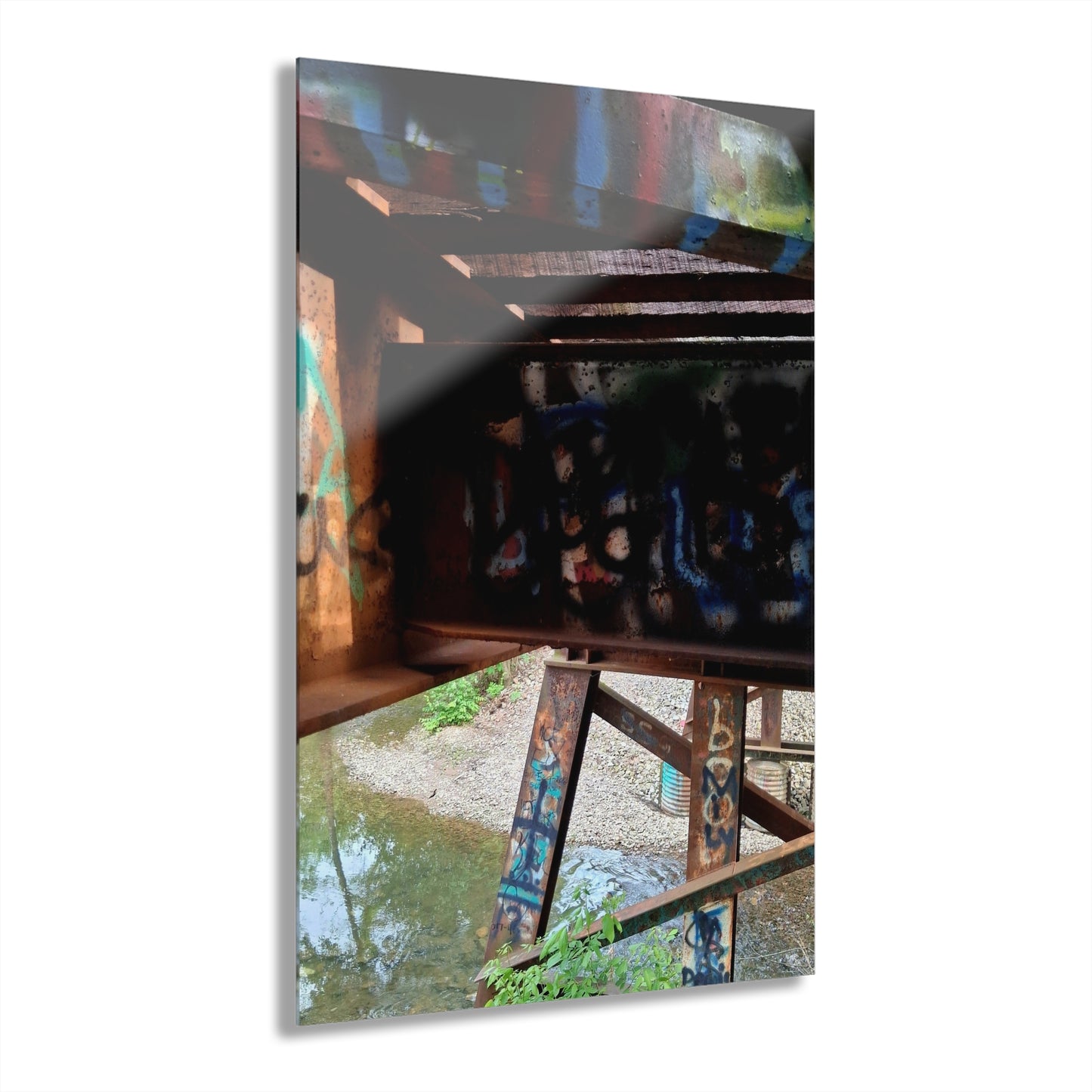 Graffiti Bridge Acrylic Print — Urban Decay Photo Wall Art French Cleat Hanging - - Home Decor