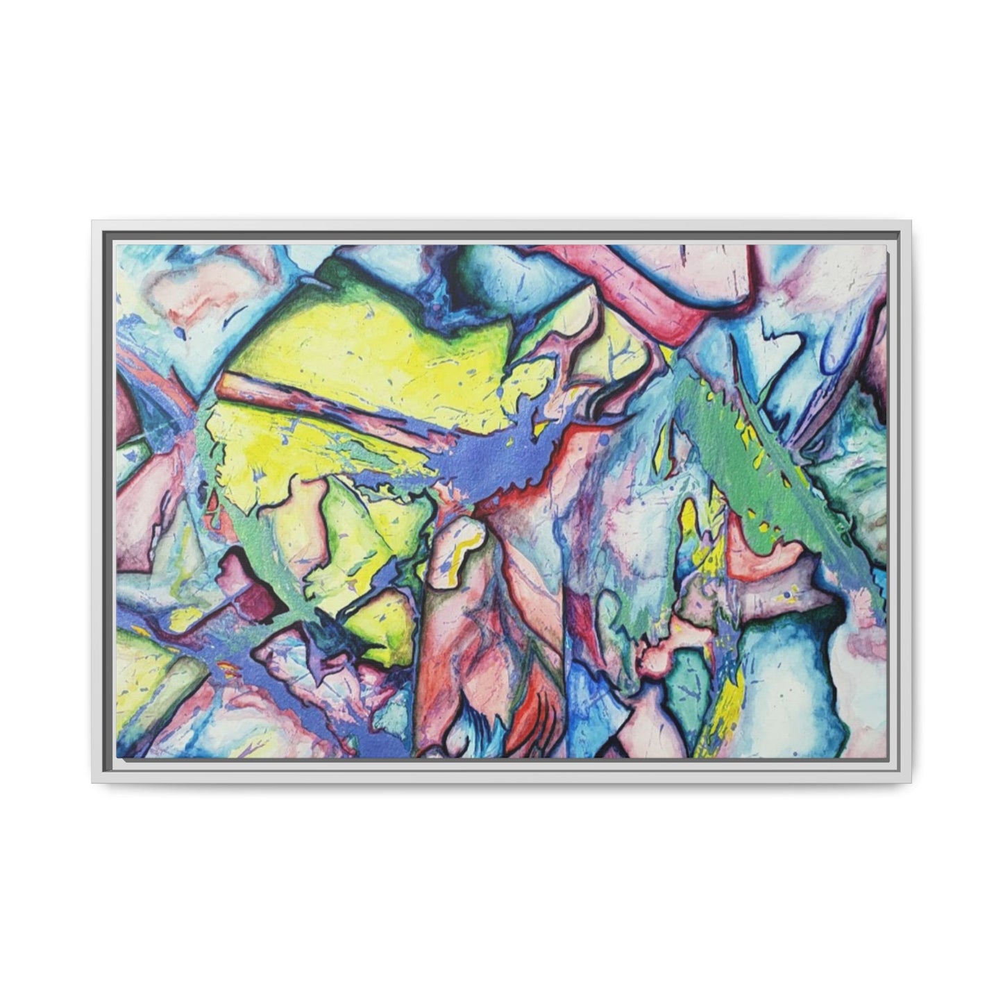 Alien Abstract Colorful Framed Canvas Art - Kia Day Design